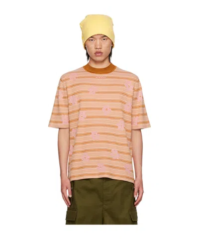 Marni Intarsia-logo Knitted Cotton T-shirt In Nude