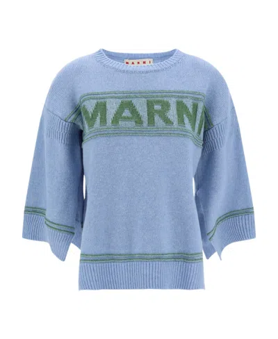 MARNI MARNI LOGO INTARSIA-KNIT CREWNECK JUMPER