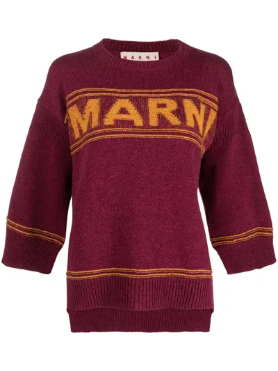 Marni Stylish And Versatile Knit Sweater In Burgundy