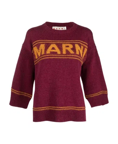 MARNI MARNI LOGO INTARSIA-KNIT CREWNECK JUMPER
