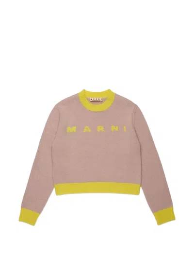 Marni Kids' Intarsia-logo Knitted Sweater In Pink