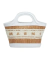 Marni Borsa A Mano Tropicalia Summer Micro Bicolor In Rafia E Pelle Donna In White