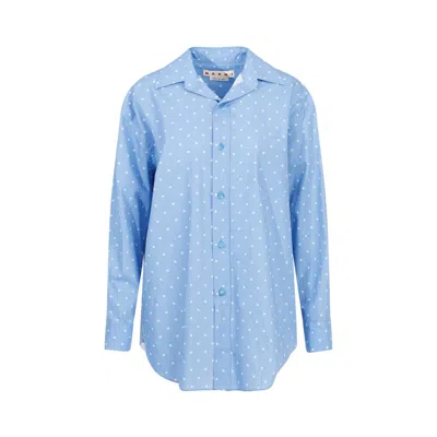 Marni Polka Dot Button Down Shirt In Blue