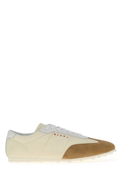 Marni Ivory Canvas Sneakers In White