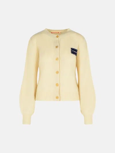 Marni Ivory Cashmere Cardigan In Sand