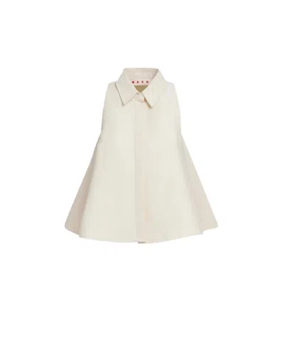 Marni Women's Ivory Cotton Women's Shirt With Embroide Logo In White