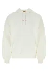 Marni Logo-print Cotton Hoodie In Naturalwhite