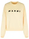 Marni Ivory Sweatshirt With Textured Lettering In Neutral