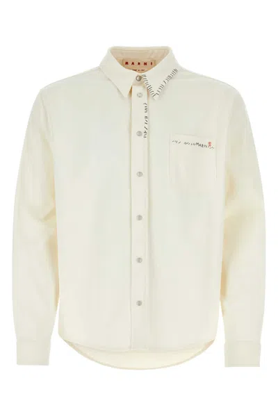 Marni Ivory Denim Shirt In White