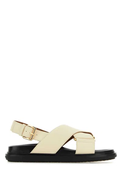 MARNI MARNI IVORY LEATHER FUSSBETT SANDALS