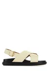 Marni Ivory Leather Fussbett Sandals In Neutral