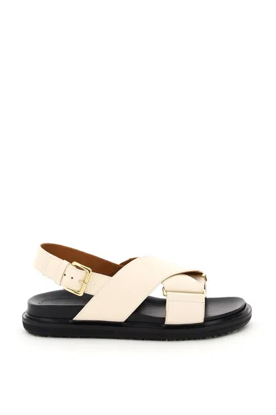 Marni 20mm Fussbett Leather Sandals In White,black