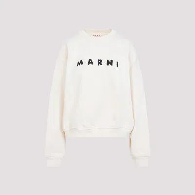 MARNI IVORY LOGO CREWNECK SWEATSHIRT