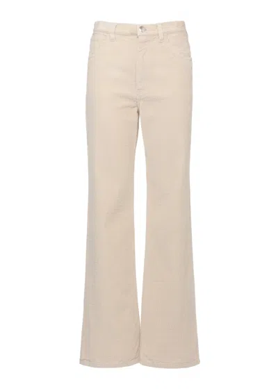 Marni Ivory Ribbed Velvet Trousers With Flared Hem In Neutral