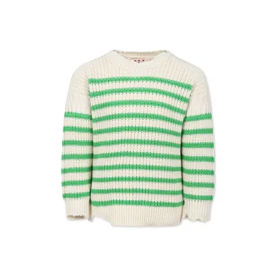 MARNI IVORY SWEATER FOR KIDS WITH LOGO