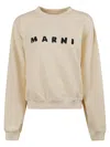 Marni Ivory Sweatshirt With Textured Lettering In Neutral