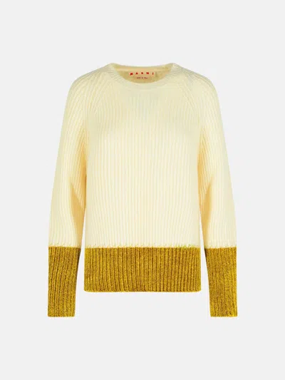 Marni Ivory Virgin Wool Sweater In Sand