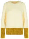Marni Relaxed Fit Roundneck Knit Sweater With Ribbed Texture In Yellow