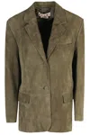 Marni Classic Suede Leather Jacket With Single-breasted Closure