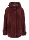 Marni Genuine Shearling Hooded Jacket In Brown