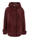 Marni Genuine Shearling Hooded Jacket In Brown