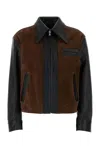 Marni Black Leather Jacket With Split-leather Front Panel In Black