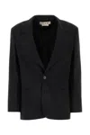 Marni Stretch Polyester Blazer With Front Pockets In Black