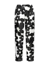 Marni White Trousers With Black Flower Print In Black