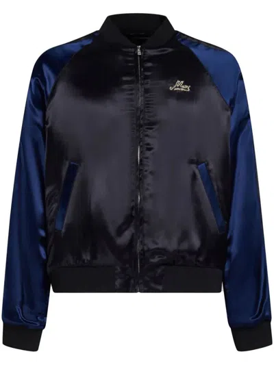 Marni Logo-embroidered Satin Bomber Jacket In Black