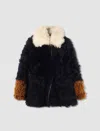 Marni Colour-block Shearling Jacket In Light Navy