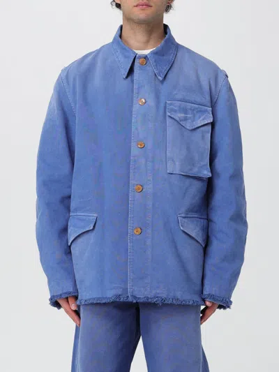 Marni Overdyed Overshirt Jacket In Blue