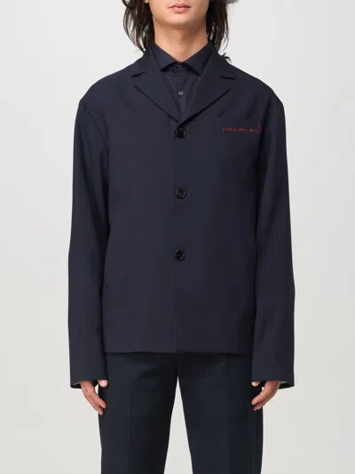 Marni Embroidered-logo Jacket In Blue