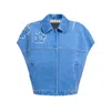Marni Light Blue Denim Vest With Patches In Pcb44