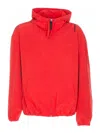 Marni Hooded Jacket With Elasticated Hem And Side Pockets In Red