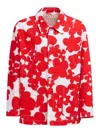 Marni Cotton Jacket With Collared Neck And Floral Pattern In Red