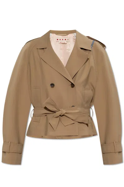 Marni Jacket With Belt In Winter Wheat