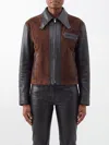Marni Black Leather Jacket With Split-leather Front Panel In Black