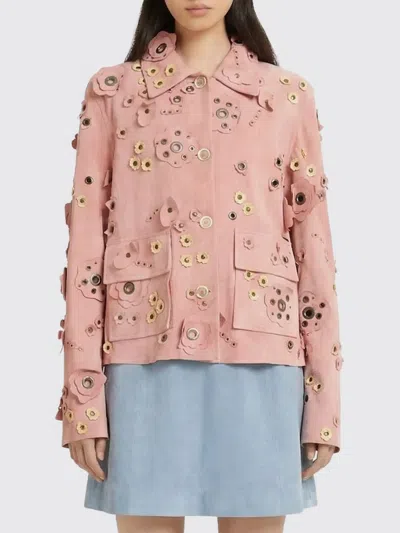 MARNI MARNI SUEDE JACKET WITH APPLIQUÉS