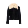 Marni Knitted Jacket With Faux Fur Collar In Black