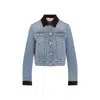 Marni Deep Blue Cotton Washed Bull Denim Trucker Cropped Jacket In Blue