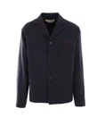 Marni Cropped Tailored Suit Jacket With Notched Lapel And Subtle Stitching In Blue