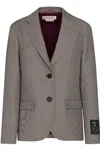 Marni Houndstooth-pattern Single-breasted Blazer In Bordeaux Marroni