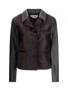 Marni Leather Jacket With Pony Hair Inserts In Brown
