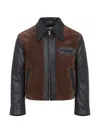 Marni Black Leather Jacket With Split-leather Front Panel In Black