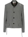 Marni Checked Straight Fit Cropped Wool Jacket In Salt & Pep