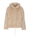 Marni Giacca In Ecopelliccia Con Cappuccio Removibile In White