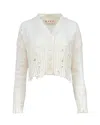 Marni Off-white Dishevelled Cotton Cropped Cardigan In White