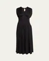 Marni Jacquard Drop Waist Gathered Midi Dress In Black