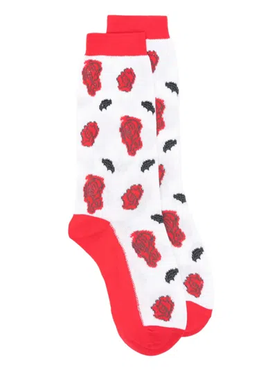 Marni Jacquard-roses Socks In White