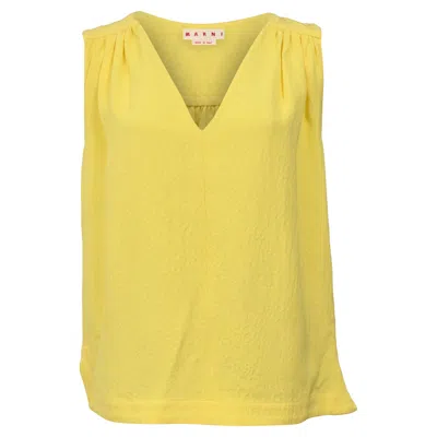 Marni Jacquard Ruched Top In Yellow Viscose